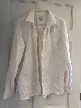 J. Crew White Gauze Button-Down Shirt